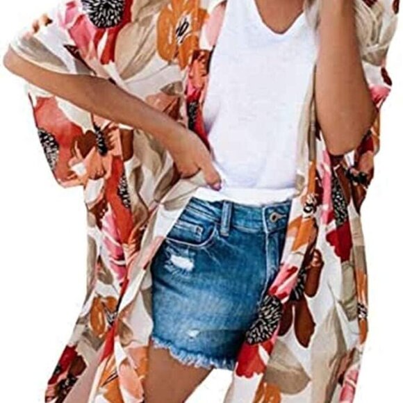 Women's Kimono Swimsuit Coverups Summer Beach Casual Loose Cardigans for Swimwea - Picture 1 of 6